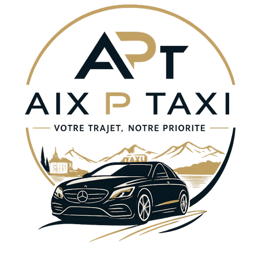 aix p taxi logo avec voiture et fond de montage et noir et marron